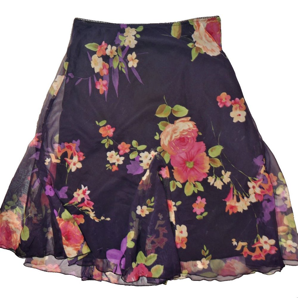 *YOUNITY SKIRT* MEDIUM BLACK PINK FLORAL RETRO